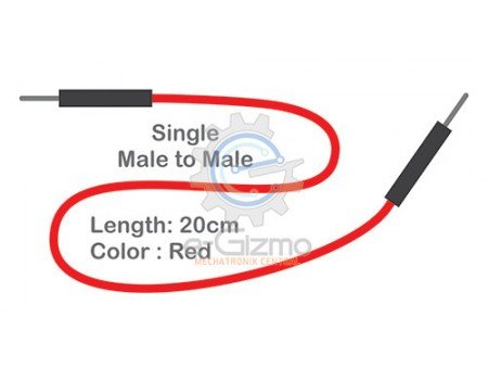 Male to Male Single Connecting Wire 20cm Red