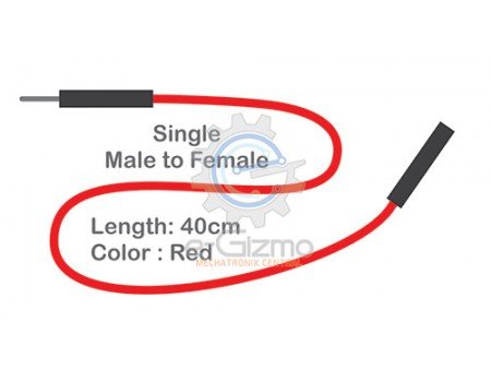 Male to Female Single Connecting Wire 40cm Red