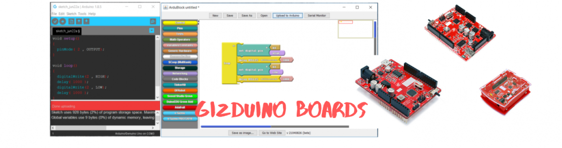 gizDuino board in Ardublock