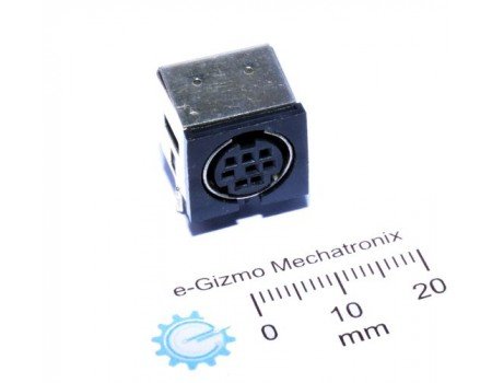 8-pins Shielded Mini DIN Female socket THT
