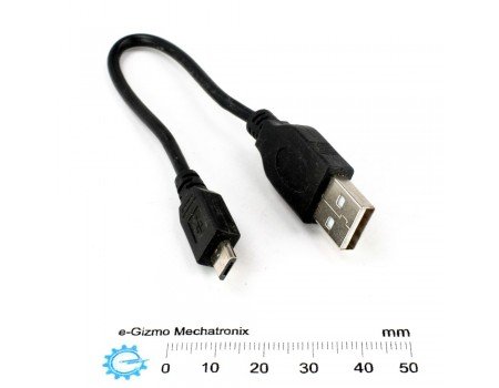 Short USB Cable Type A  to micro 20cm Black for Charging and Dev boards