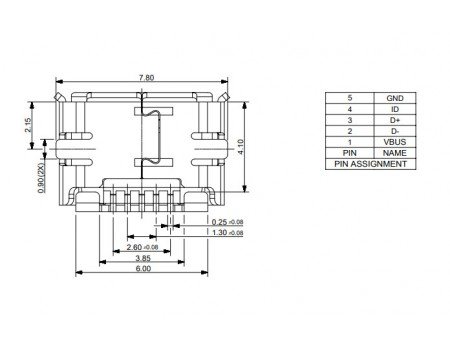 Molex MicroUSB socket 5-pins Female 0473460001