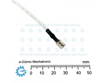 AWG18 x 130mm Wire with 4.8mm Female Spade Termination White AWG18 x 130mm Wire with 4.8mm Female Spade Termination White