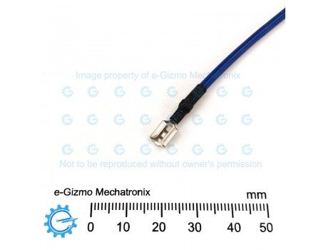 AWG18 x 50mm Wire with 4.8mm and 6.3mm Female Spade Termination Blue AWG18 x 50mm Wire with 4.8mm and 6.3mm Female Spade Termination Blue