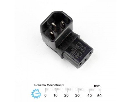 Right Angled M/F IEC 320 Adapter C14 to C13 AC 3 pins