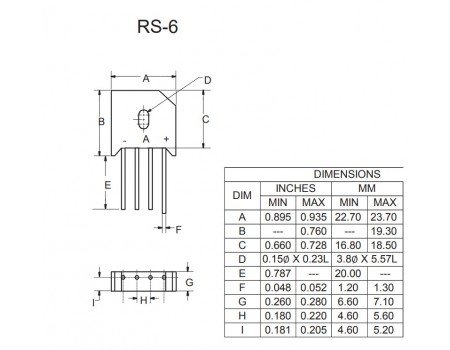 MCC RS806 8A 800V Bridge Rectifier RS-806 UL Certified