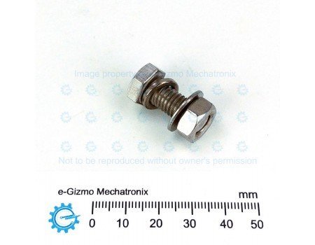 SS Hex Bolt & Nut M8 x 20mm Stainless Steel with Flat + Lock Washer SS Hex Bolt & Nut M8 x 20mm Stainless Steel with Flat + Lock Washer