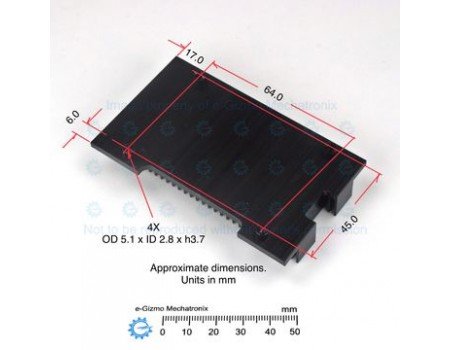 EHS-84 Extruded Aluminum Heatsink Black Anodized with Integral Standoff