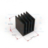EHS-86a Extruded Aluminum Heatsink Black Anodized 19.2x19.2x23mm w/ Thermal Tape EHS-86a Extruded Aluminum Heatsink Black Anodized 19.2x19.2x23mm w/ Thermal Tape