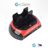 Two Bay SATA HDD Docking Station and Card Reader + Power Adapter USB2.0