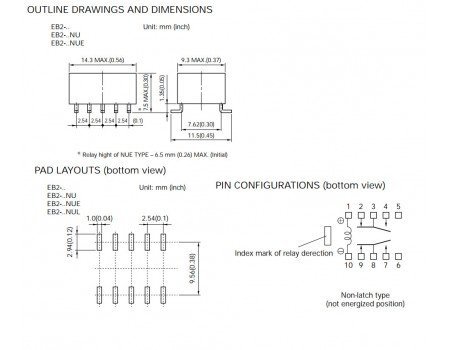 NEC EB2-5NU 5V 2A DPDT Compact SMD Relay UL,CSA