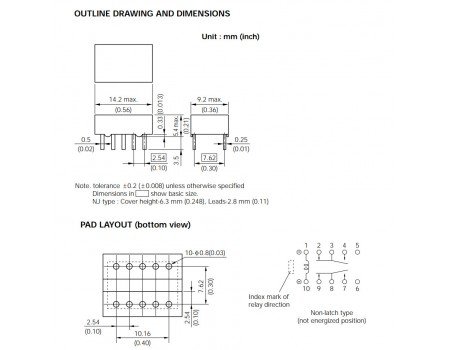 NEC EA2-4.5NU 4.5V 2A DPDT Compact DIP Relay UL,CSA