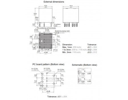 ACJ5212 Miniature PC Board Automotive Twin Dual Relay 12V 20A