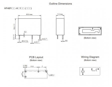 HF46F-G/12-H1 SPST 12V 7A Relay