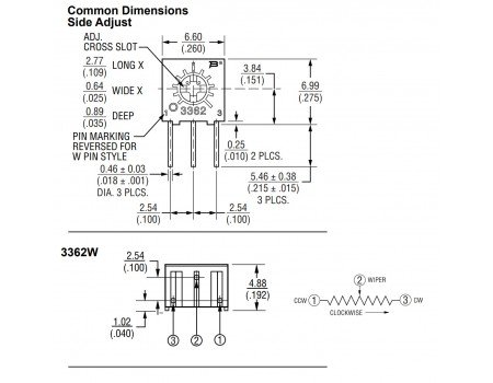 Bourns 2K Cermet Precision Trimmer Potentiometer Sealed Single Turn 3362W Bourns 2K Cermet Precision Trimmer Potentiometer Sealed Single Turn 3362W