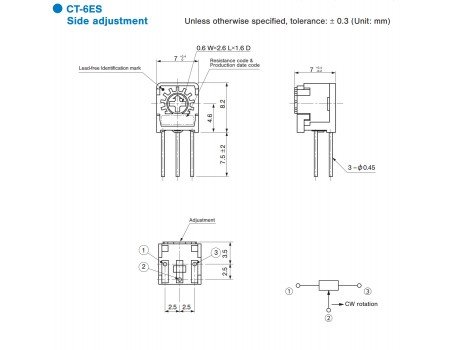 Copal 500R Cermet Precision Trimmer Potentiometer Resistor Single Turn 