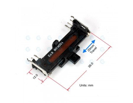 Panasonic Single Slide Potentiometer 100KB x1 672 Open Frame Center Detent Panasonic Single Slide Potentiometer 100KB x1 672 Open Frame Center Detent