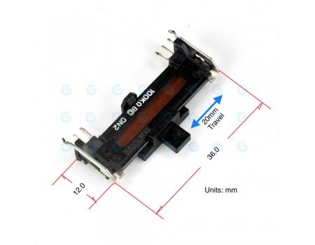 Panasonic Dual Slide Potentiometer 100KB x2 ON2 Open Frame Center Detent