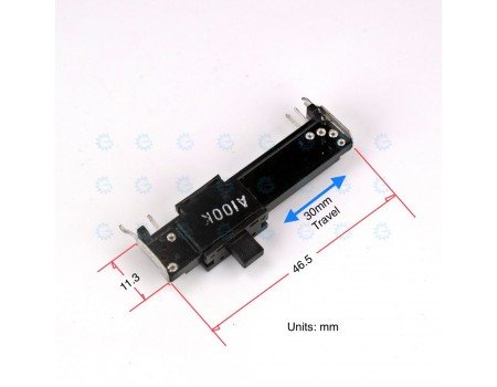 Dual Slide Potentiometer 100KA x2 Open Frame 46mm Dual Slide Potentiometer 100KA x2 Open Frame 46mm