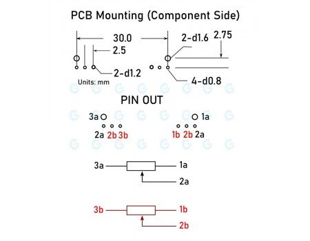 Panasonic Dual  Slide Potentiometer 50KC x2 561 Open Frame Center Detent