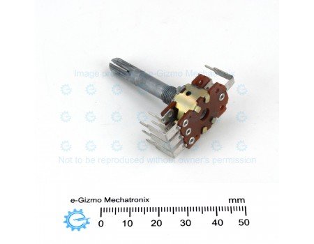 50KB x2 Dual Potentiometer with Center Tap and Indents 50KB x2 Dual Potentiometer with Center Tap and Indents