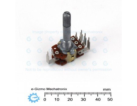 50KB x2 Dual Potentiometer with Center Tap and Indents 50KB x2 Dual Potentiometer with Center Tap and Indents