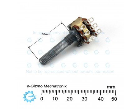 Alps 100KB x2 Dual/Stereo Potentiometer with Center Indent Alps 100KB x2 Dual/Stereo Potentiometer with Center Indent