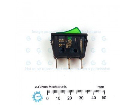 Rocker Seesaw Switch 16A 250VAC SPST with Neon Illumination Green