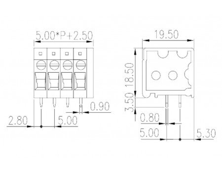 Dinkle PCB Screw Terminal Block 3-way 32A 5mm pitch DT-123