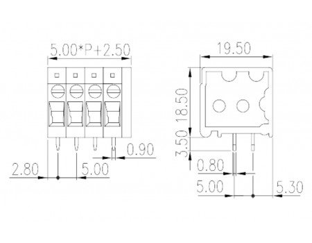 Dinkle PCB Screw Terminal Block 3-way 32A 5mm pitch DT-123 Dinkle PCB Screw Terminal Block 3-way 32A 5mm pitch DT-123