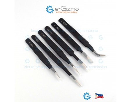 6-pc Tweezer Set For Electronics Static Safe 6-pc Tweezer Set For Electronics Static Safe