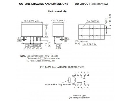 NEC EC2-5NJ 5V 2A DPDT Compact Relay UL,CSA NEC EC2-5NJ 5V 2A DPDT Compact Relay UL,CSA