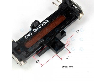 Panasonic Dual Slide Potentiometer 100KB x2 ON2 Open Frame Center Detent Panasonic Dual Slide Potentiometer 100KB x2 ON2 Open Frame Center Detent